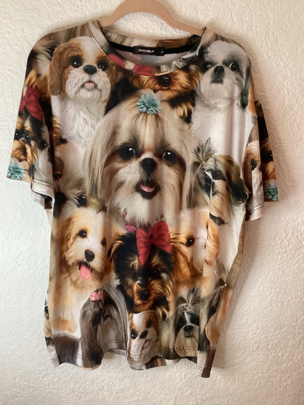 DYKHMILY 2015 Large Grafic T-shirt Short Sleeve Shin Tzu Jorkie Dog Puppies
